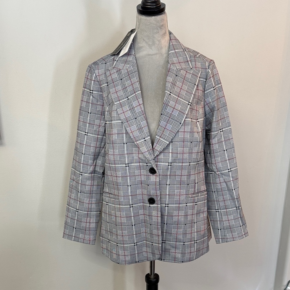 DG2 by Diane Gilman Black and White Plaid Jacket